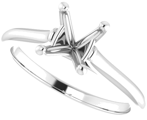 14K White 8x6 mm Oval Solitaire Engagement Ring Mounting (5)