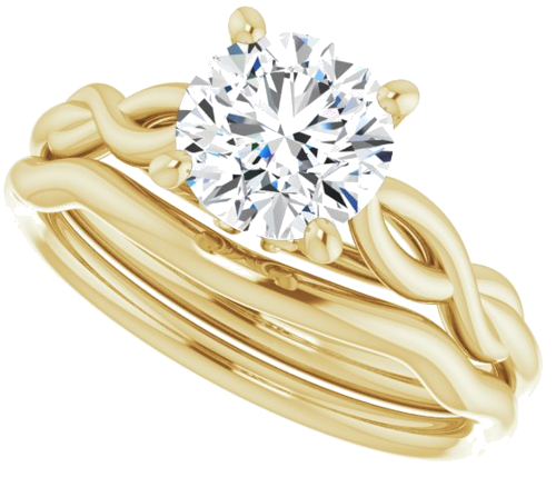 Sužadėtuvių Žiedas „Solitaire Sculptural“ 14k yellow gold Round 7mm (10)