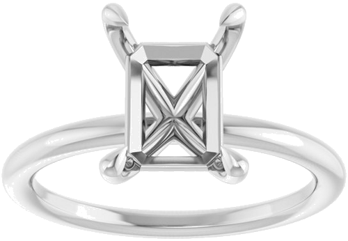 Sužadėtuvių Žiedas „Claw-Prong Solitaire“ 14k white gold Emerald 9mm x 7mm (3)