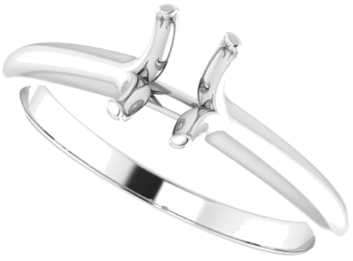 14K White 6x4 mm Emerald Solitaire Engagement Ring Mounting (5)