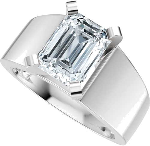 Sužadėtuvių Žiedas „Solitaire Cathedral-Style“ 14k white gold Emerald 10mm x 8mm (5)