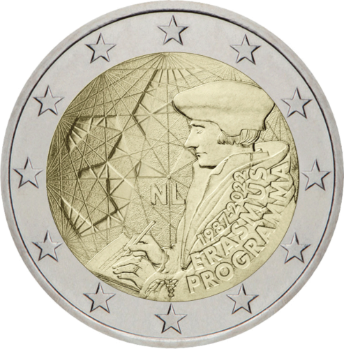 2022 Nīderlande Erasmus 35 gadu jubilejas 2 eiro monēta (1)