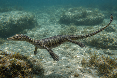 Rāpuļa fosilija (Keichousaurus), Ķīna, ~242–237 milj. gadu (4)