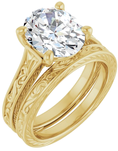 Sužadėtuvių Žiedas „Solitaire Scroll“ 14k yellow gold Oval 11mm x 9mm (6)