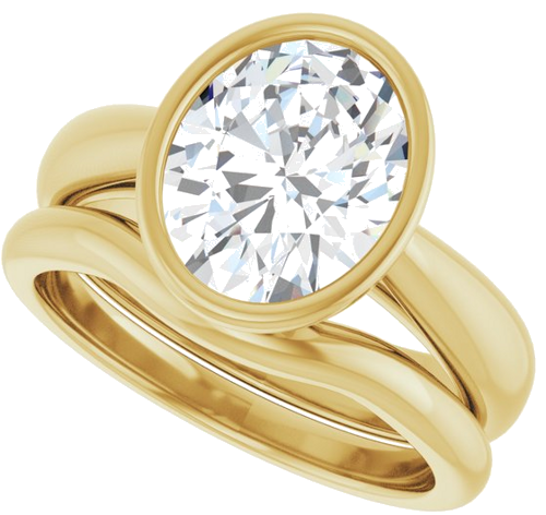 Sužadėtuvių Žiedas „Bezel-Set Solitaire“ 14k yellow gold Oval 10mm x 8mm (10)