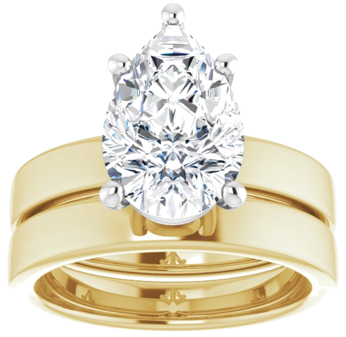 Sužadėtuvių Žiedas „Solitaire“ 18k yellow/white gold Pear 12mm x 8mm (8)