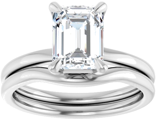 Sužadėtuvių Žiedas 14k white gold Emerald 8mm x 6mm (8)
