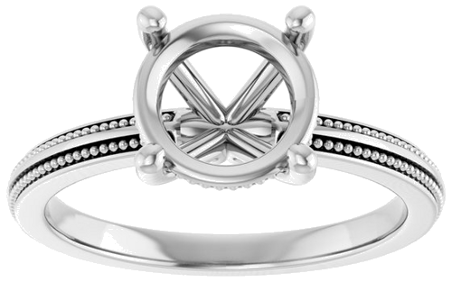 Sužadėtuvių Žiedas „Solitaire Milgrain“ 14k white gold Round 8mm (3)