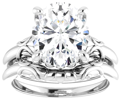 Sužadėtuvių Žiedas „Solitaire“ 14k white gold Oval 11mm x 9mm (8)