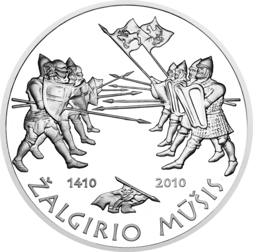 2010 Битва при Жальгирисе Литва 50 литов серебряная монета (1)