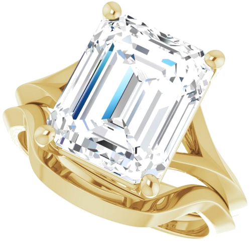 Sužadėtuvių Žiedas „Solitaire Split Shank“ 14k yellow gold Emerald 11mm x 9mm (10)