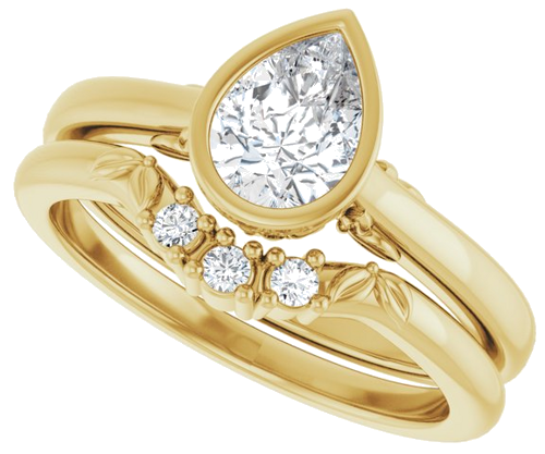 Sužadėtuvių Žiedas „Bezel-Set“ 14k yellow gold Pear 7mm x 5mm (9)