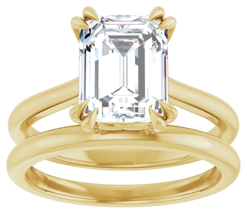 14K Yellow 9x7 mm Emerald Solitaire Engagement Ring Mounting (8)