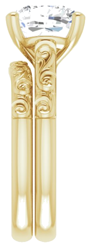 14K Yellow 9 mm Cushion Solitaire Engagement Ring Mounting (9)