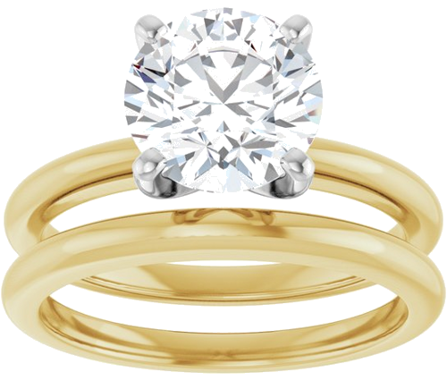 14K Yellow   White  8.2 mm Round Solitaire Engagement Ring Mounting (8)