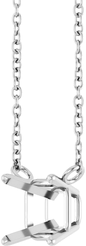 14K White 5 mm Square Solitaire 18   Necklace Mounting (2)
