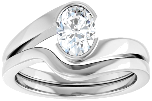 Sužadėtuvių Žiedas „Half-Bezel Solitaire“ 14k white gold Oval 7mm x 5mm (8)