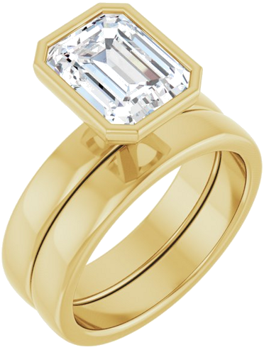 Sužadėtuvių Žiedas „Bezel-Set Solitaire“ 14k yellow gold Emerald 9mm x 7mm (6)