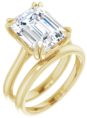 Sužadėtuvių Žiedas „Double Claw-Prong“ 14k yellow gold Emerald 11mm x 9mm (6)
