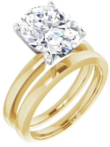 14K Yellow White 11x9 mm Oval Solitaire Engagement Ring Mounting (6)