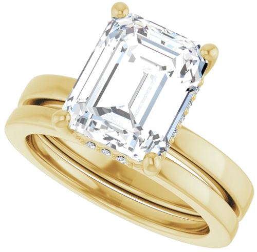Sužadėtuvių Žiedas „Hidden Halo-Style“ 14k yellow gold Emerald 10mm x 8mm (10)