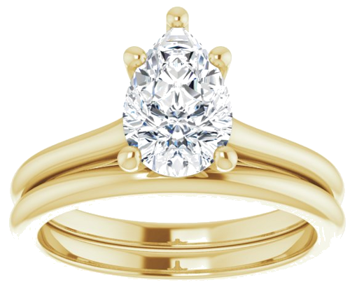 Sužadėtuvių Žiedas „Solitaire“ 585 Geltonojo Aukso Pear Shape 9mm x 6mm (8)