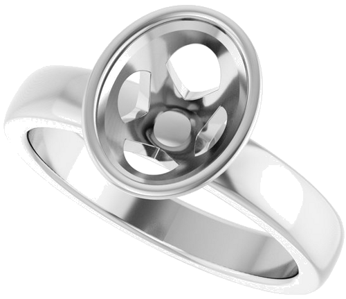Sužadėtuvių Žiedas „Bezel-Set Solitaire“ 14k white gold Oval 9mm x 7mm (5)