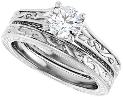 Sužadėtuvių Žiedas „Solitaire Scroll“ 14k white gold Round 5.5mm (10)