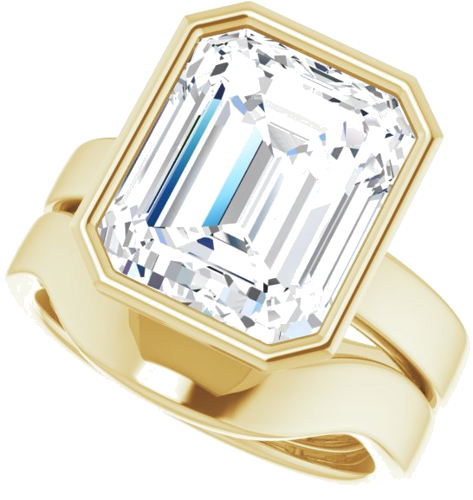 Sužadėtuvių Žiedas „Bezel-Set Solitaire“ 14k yellow gold Emerald 12mm x 10mm (10)