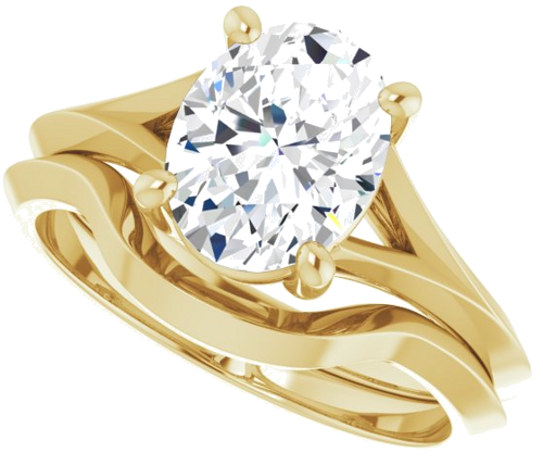 Sužadėtuvių Žiedas „Solitaire Split Shank“ 10k yellow gold Oval 9mm x 7mm (10)