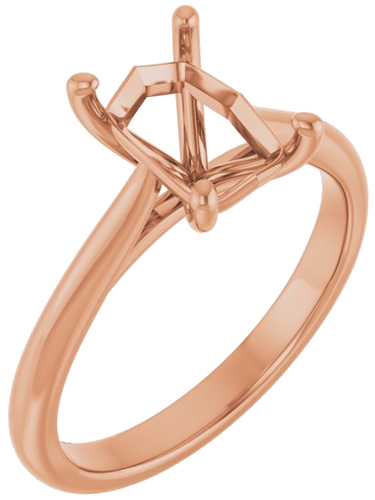 Sužadėtuvių Žiedas „Solitaire“ 585 Rožinis Aukso Emerald 8mm x 6mm (1)