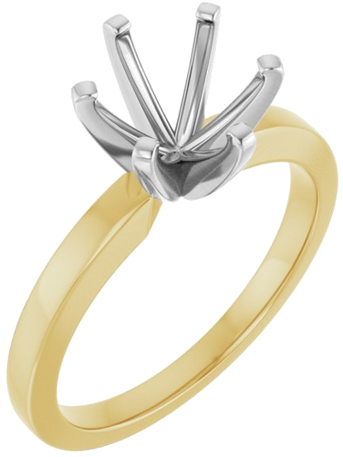 14K Yellow White 8 mm Round Solitaire Engagement Ring Mounting (1)