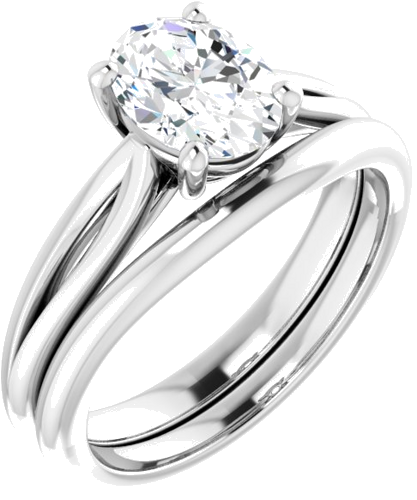 Sužadėtuvių Žiedas „Solitaire“ 14k white gold Oval 8mm x 6mm (6)