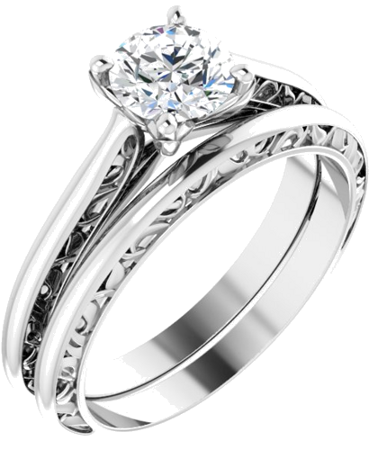 Sužadėtuvių Žiedas „Solitaire Sculptural“ 14k white gold Round 5.8mm (6)