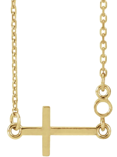 Pakabukas „Accented Sideways Cross“ 14k yellow gold Round 2mm (1)