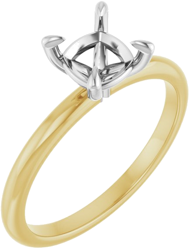 Sužadėtuvių Žiedas „Solitaire“ 14k yellow/white gold Cushion 6mm (1)