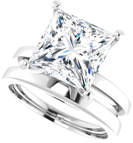 Sužadėtuvių Žiedas „Solitaire“ 10k white gold Square 9mm (10)