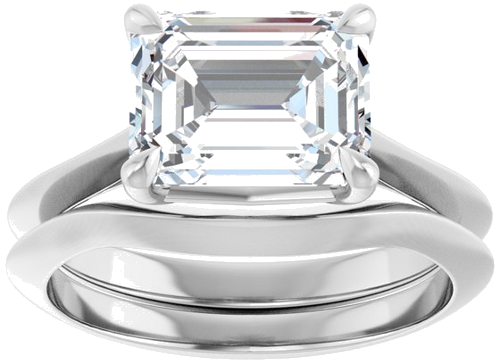 Platinum 9x7 mm Emerald Solitaire Engagement Ring Mounting (6)