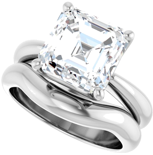Sužadėtuvių Žiedas „Solitaire Crown-Inspired“ 14k white gold Asscher 9mm (10)