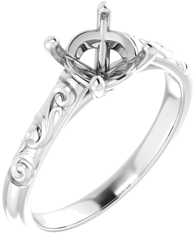 14K White 7 mm Round Solitaire Engagement Ring Mounting (1)