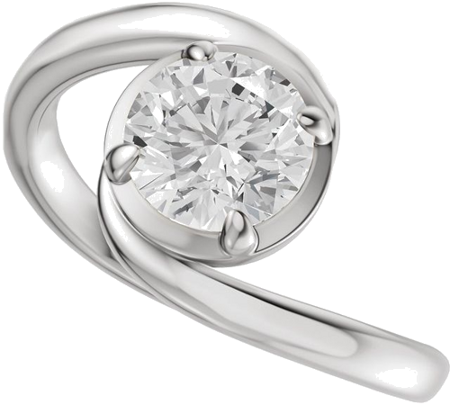 Sužadėtuvių Žiedas „Claw-Prong Solitaire Bypass“ 14k white gold Round 6.5mm (5)