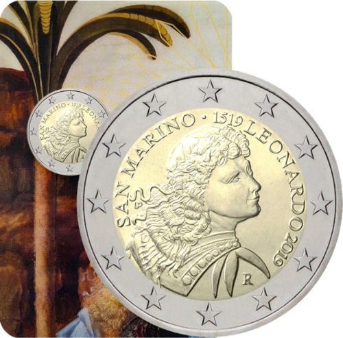 2019 Sanmarīno Leonardo Da Vinči 2 eiro monēta (1)