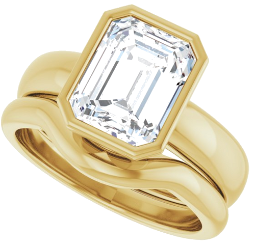 Sužadėtuvių Žiedas „Bezel-Set Solitaire“ 14k yellow gold Emerald 9mm x 7mm (10)