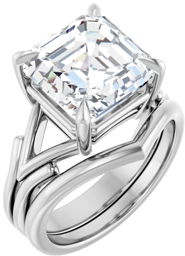 Sužadėtuvių Žiedas „Solitaire“ 585 Baltojo Aukso Asscher 10mm (6)