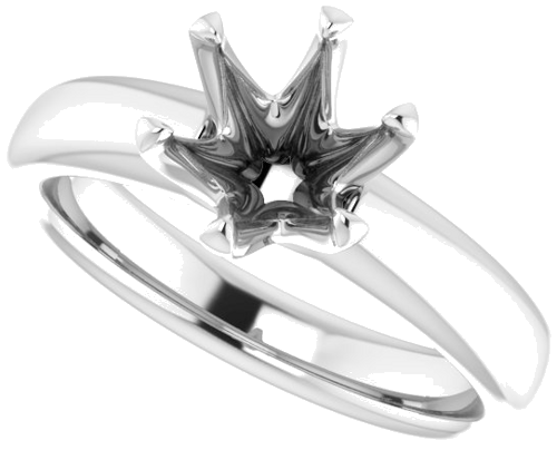 14K White 7.4 mm Round Engagement Ring Mounting (5)