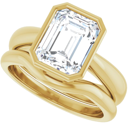 Sužadėtuvių Žiedas „Bezel-Set Solitaire“ 14k yellow gold Emerald 9mm x 7mm (10)