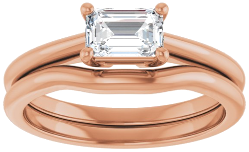 Sužadėtuvių Žiedas „Solitaire“ 14k rose gold Emerald 6mm x 4mm (8)