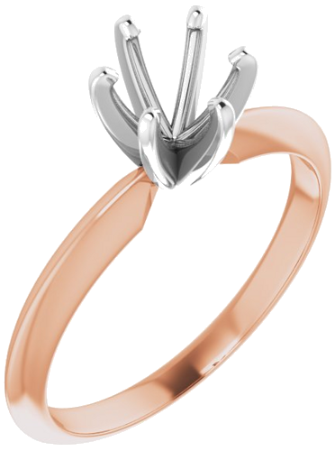 14K Rose   White 5.4-5.7 mm Round 6-Prong Solitaire Ring Mounting (1)
