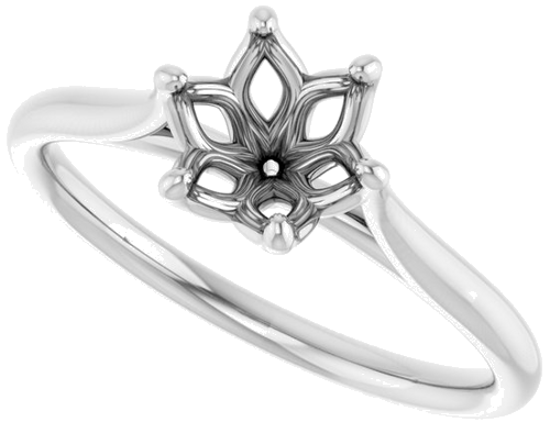 Platinum 6.5 mm Round Engagement Ring Mounting (5)