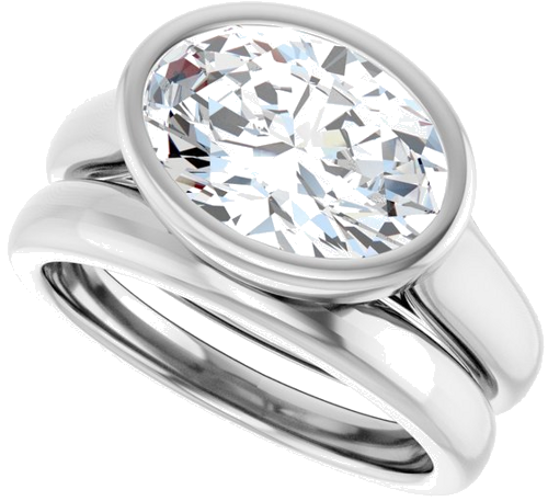Sužadėtuvių Žiedas „Bezel-Set Solitaire“ 14k white gold Oval 11.5mm x 8mm (10)
